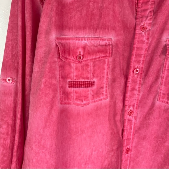 Franky Max Button Front Long Sleeve Double Pocket 100% Cotton Red Shirt Men’s XL - Picture 10 of 10